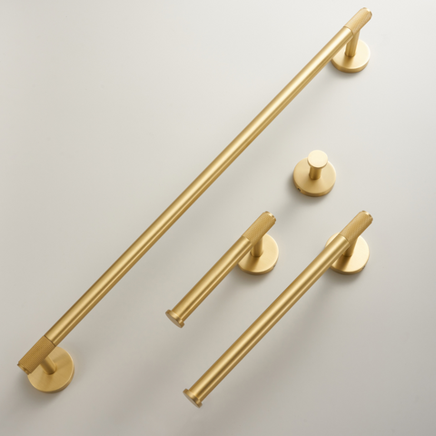 Knurled Hand Towel Rail | Satin Brass