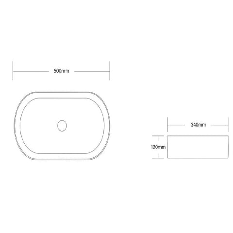 QUAY Matte White Ceramic Basin (Oval: 500x340x120)