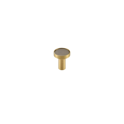 Kara Solid Brass & Leather Knob | Gold & Grey