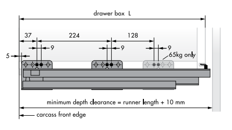 KitchenLibrary Concealed Runner – Soft-Close, 30kg