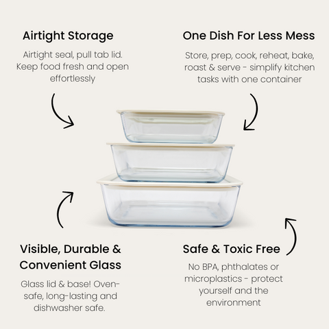 Glass Food Containers | Square Mixed 3pk