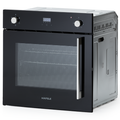 Hafele 60cm 5 Function Side Opening Oven Features: 67 Litre gross cavity63 Litre net cavityTouch control programmable timerTriple glazed cool touch doorSide wire racks: 5 levelsEasy grip knobsInterior lightA set of telescopic runnersLeft hand door hinging