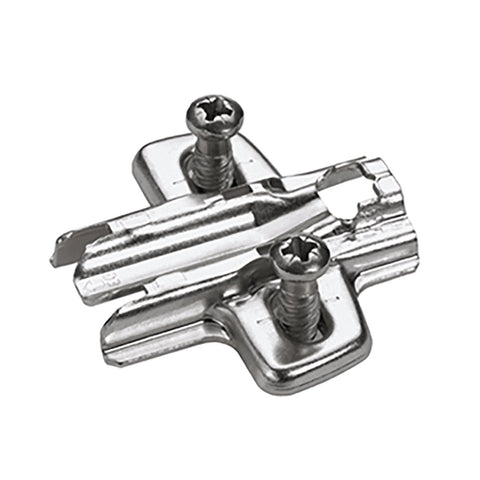 Cross Mounting Plate With Oblong Hole Height Adjustment, Nickel Plated, Hole Line 37 x 32 mm, With Euro Screws (For Drilling ø 5 x 12 mm), Distance 8.0 mm