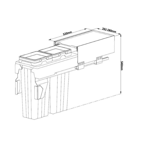 HushSort 30L Dual Pull-Out Waste Bin – Fits Australian Standard 300mm Cabinet (Type B)