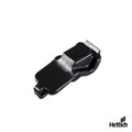 A black plastic Hettich aid or installation part, shown from an angled perspective on a clean white background with the Hettich brand logo in the bottom right corner.