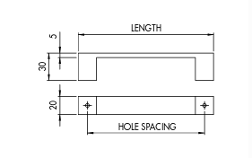 Handle style 327 - Hollow, Brushed stainless steel