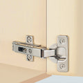 Hafele 110º Series 200 Hinges Version: For door thickness up to 26 mm Material: Steel Finish: Nickel-plated Min. Drilling depth: 11 mm Adjusting facility: Lateral adjustment from -1.5 to +4.5 mmHeight adjustment from -2 to +2 mm Fixing door to carcase: Sl
