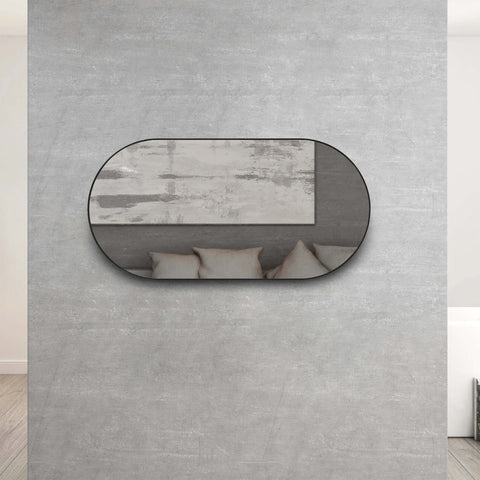 Noosa Framed Mirror 1200x600mm Oval Matte Black