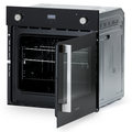 Hafele 60cm 5 Function Side Opening Oven Features: 67 Litre gross cavity63 Litre net cavityTouch control programmable timerTriple glazed cool touch doorSide wire racks: 5 levelsEasy grip knobsInterior lightA set of telescopic runnersLeft hand door hinging