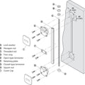 Discreet reinforcement kit for tall cabinet doors, designed to prevent warping or bowing over time. Suitable for vertical or horizontal installation on hinged or sliding wooden doors 16 mm thick or more. Includes steel threaded rod, zinc alloy tensioner, and plastic trim components in black or white. Recess-mounted for seamless integration, with easy tension adjustment via hex nut.