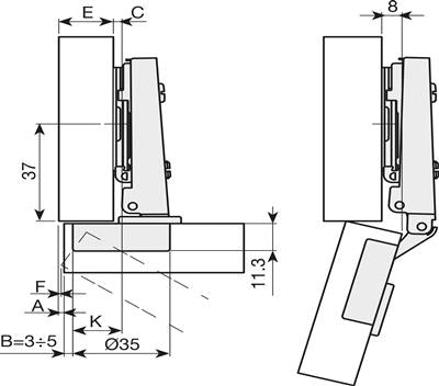 Indaux 131sc 110º Hinge
