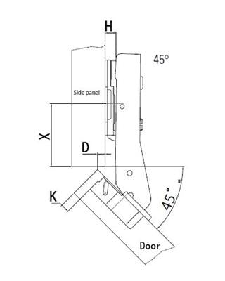Indaux 131sc 45º Hinge K/In