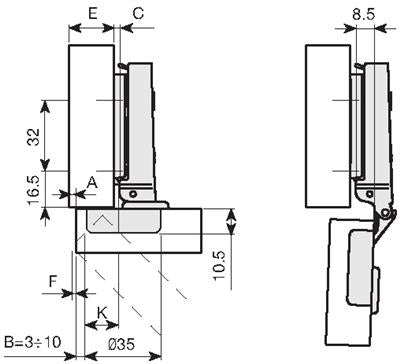 Indaux 0mm Large Displacement Hinge