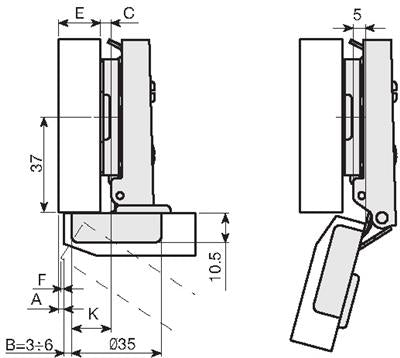 Indaux 143 110º Hinge