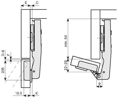 Indaux 143 90º Blind Corner Hinge 52mm