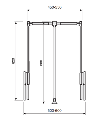 Krome Double Folding Hanger 500-600mm Width