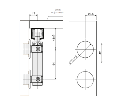 Indaux Elite Upper Folding Door Track
