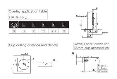 Krome Soft Close Shallow Cup Ss304 Hinge 45mm K/In