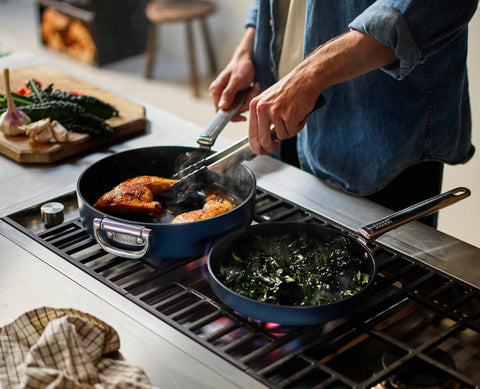 Space Folding Handle Ceramic Non-stick 20cm Blue Frying Pan
