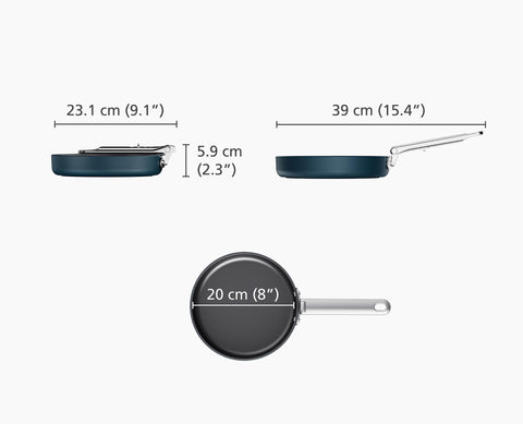 Space Folding Handle Ceramic Non-stick 20cm Blue Frying Pan