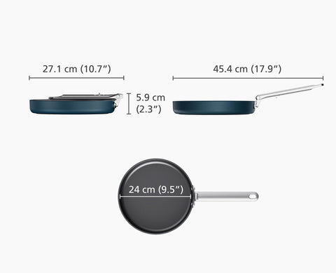 Space Folding Handle Ceramic Non-stick 24cm Blue Frying Pan