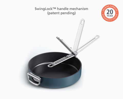 Space Folding Handle Ceramic Non-stick 28cm Blue Frying Pan
