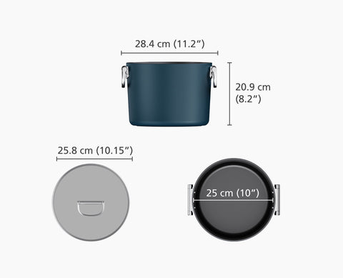 Space Folding Handle Ceramic Non-stick 25cm Blue Stock Pot & Lid