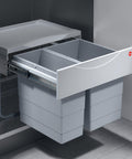 Hailo Tandem 30 S Kitchen Recycling and Waste Bin in light grey, pull-out from cabinet