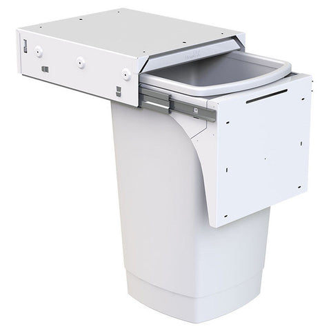 Hideaway soft-close waste bin in arctic white