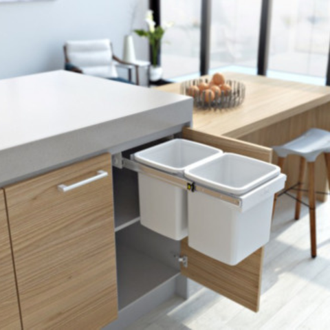 Hideaway Compact waste bin in arctic white