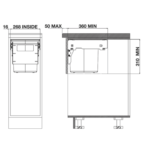 Hideaway Waste Bin Compact 15 L in arctic white