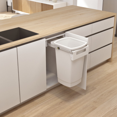 Hideaway Compact Waste Bin in Arctic White