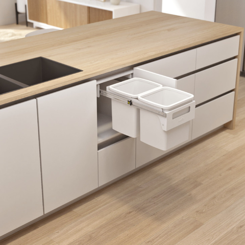 Hideaway Compact Waste Bin in Arctic White