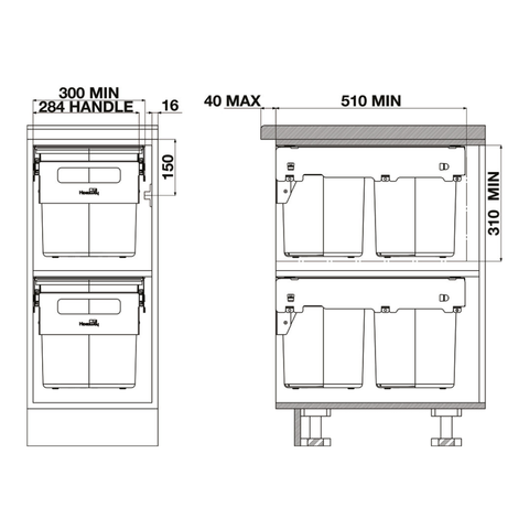 Hideaway Compact Waste Bin in Arctic White