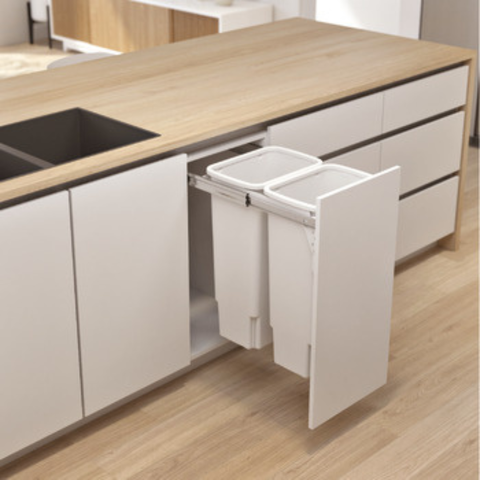 Hideaway Compact Soft-Close Waste Bin in white