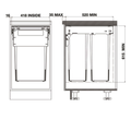 Hideaway compact soft-close waste bin in cinder
