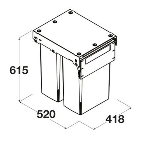 Hideaway compact soft-close waste bin in cinder