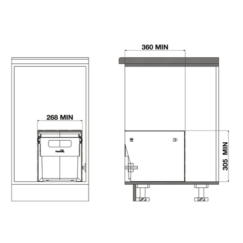 Hideaway compact soft-close waste bin in cinder