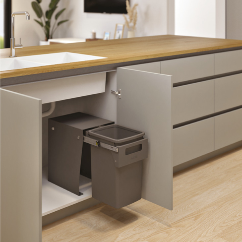 Hideaway Compact Waste Bin in Cinder