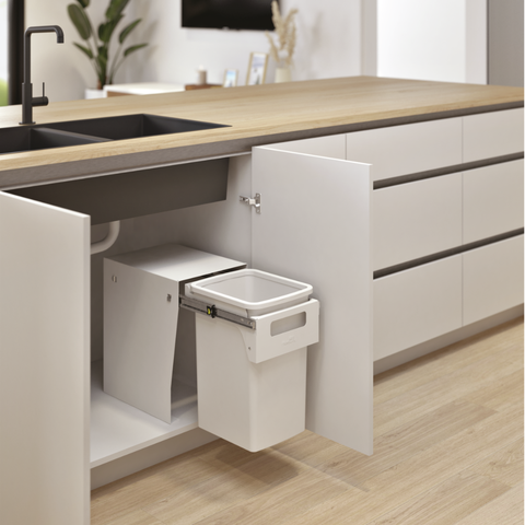 Hideaway Compact Waste Bin in Arctic White