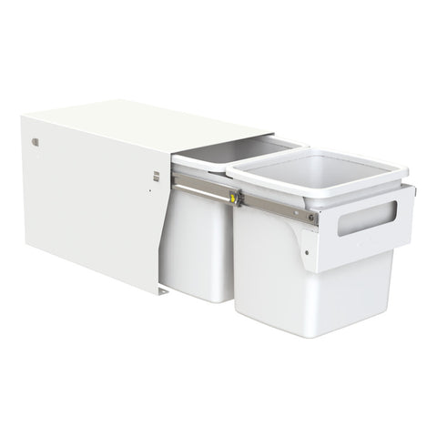 Hideaway Waste Bin Compact Soft-Close 2x15 Ltr (Floor Mount, Handle Pull)
