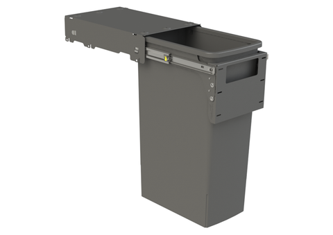 Hideaway Compact Soft-Close Waste Bin in cinder