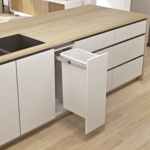 Hideaway Compact Soft-Close Waste Bin in white