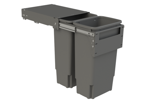 Hideaway Compact Soft-Close Waste Bin in cinder