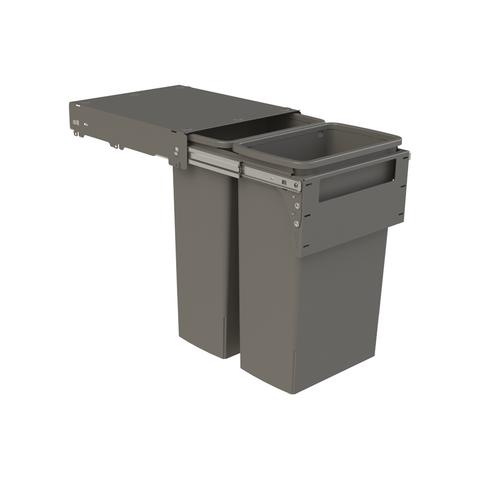 Hideaway compact soft-close waste bin in cinder