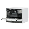 Hafele Compact Dishwasher Brand: Häfele Features: 6 Place settings6 Wash programs1-24 Hour delay startElectronic controls49 dBA Max noise levelMEPS/WELS: 2.5/3.5 Stars Wash Programs: IntensiveHeavy90 MinGlassRapidNormal Dimensions (H x W x D): 452 x 550 x