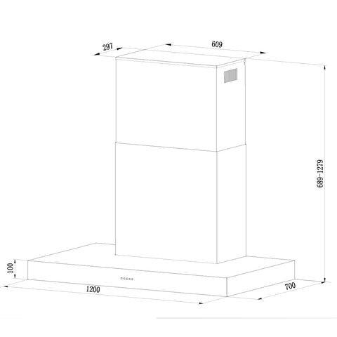 120cm Outdoor Box Canopy Rangehood