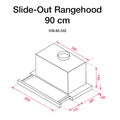Hafele Rangehood Slide out, 60cm or 90cm Features: 500 m3/hr extraction1x LED 3W 3500K3 Speed settingsPush button controlsAluminium grease filters62 dBA max noise level Version: 60cm90cm Dimensions (mm): 60cm: 180 x 598 x 300 mm (HxWxD) - 7.5 kg90cm: 180
