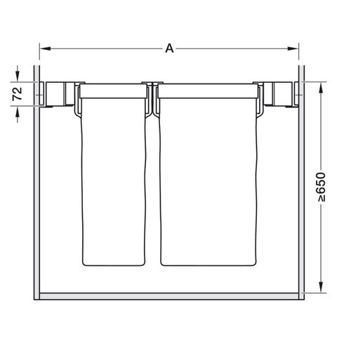 Kesseböhmer Conero Laundry Hamper Pull-Out Set in black