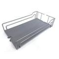 Dispensa Junior MR Set 300mm Silver Brand: Kesseböhmer Material: Steel extension frame, wire baskets with removable plastic tray base Finish: Silver powdered coated extension frame and basketsGrey tray base Load capacity: 24kg (max 12kg per shelf) Type of